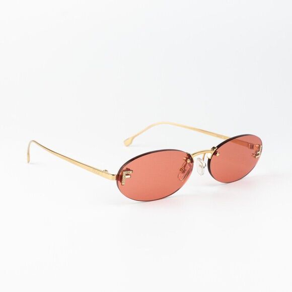 Fendi FIRST CRYSTAL Women Sunglasses Gold Bordeaux Oval Metal FE4075US 30S main image 12